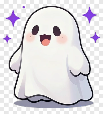 Cartoon Ghost With Sparkles PNG