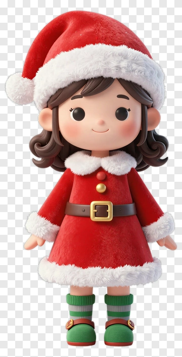 Cartoon Girl In A Santa Outfit PNG