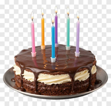 Chocolate Cake With Colorful Birthday Candles PNG