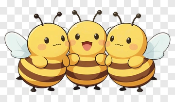 Cartoon Bees Smiling Together PNG