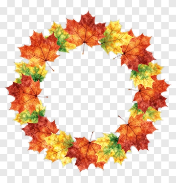 Colorful Autumn Leaf Wreath PNG