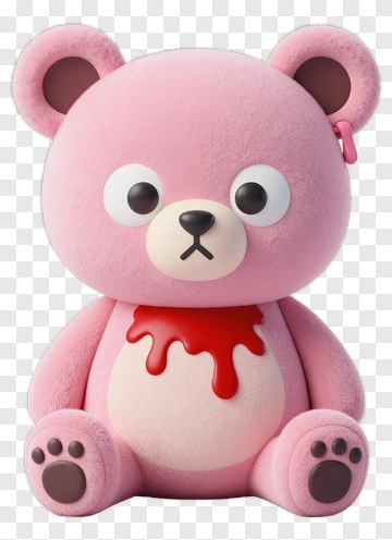 Cartoon Bear With Red Splash PNG