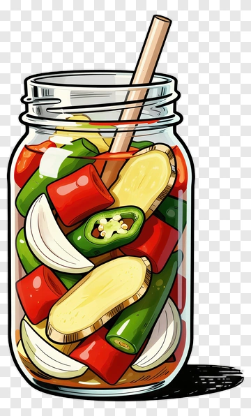 Colorful Jar Of Mixed Vegetables PNG
