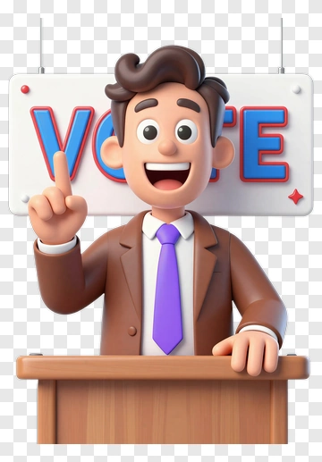 Cartoon Politician Giving A Speech At A Voting Podium PNG