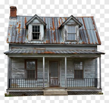 Weathered House With Rusty Roof PNG
