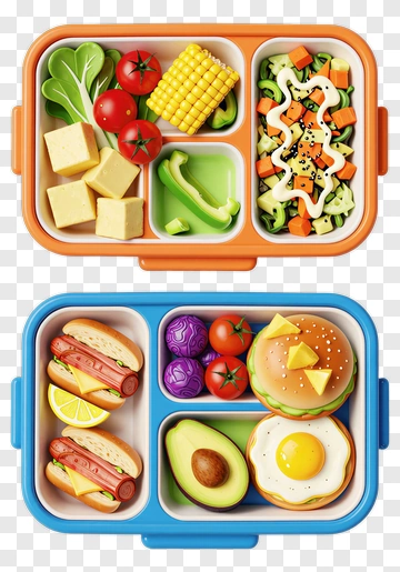 Colorful Lunch Box With Healthy And Tasty Foods PNG