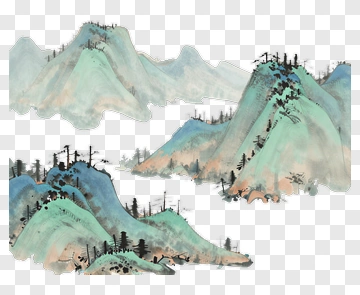 Watercolor Mountain Landscape PNG