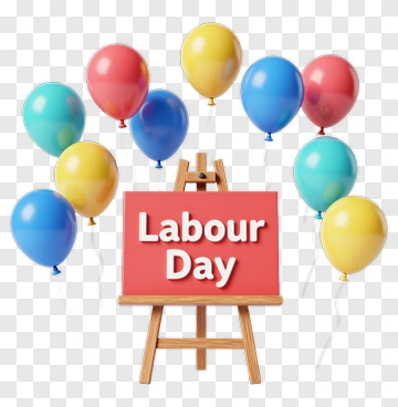 Labour Day Celebration With Colorful Balloons PNG