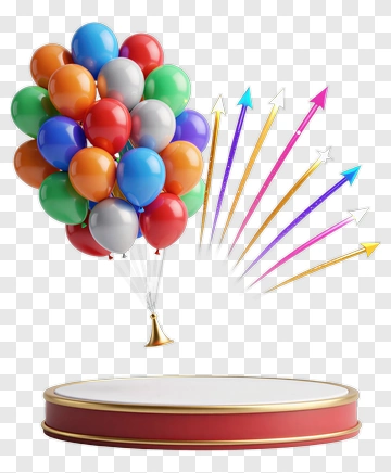 Colorful Balloons On A Celebration Stage PNG