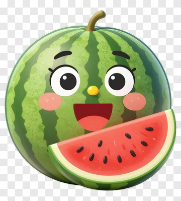 Cartoon Watermelon With A Smile PNG