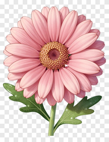 Pink Flower With Green Leaves PNG