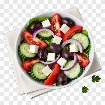 Fresh Greek Salad With Tomatoes, Cucumbers, And Olives PNG