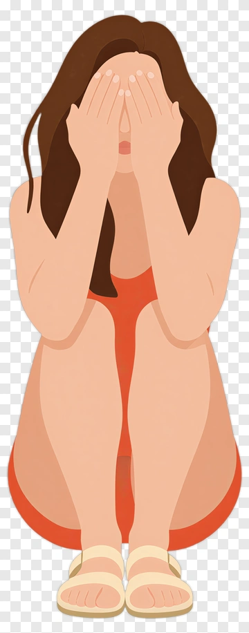 Woman Sitting With Hands Covering Her Face PNG