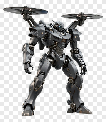 3D Robot With Drone Propellers PNG