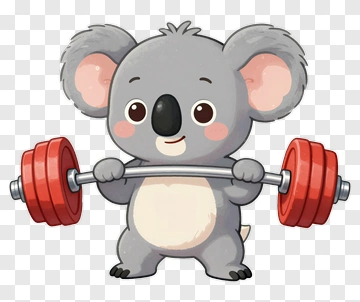 Cartoon Koala Lifting Weights PNG