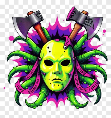 Green Monster Mask With Axes PNG