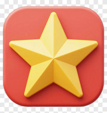 Yellow Star Icon On Red Background PNG