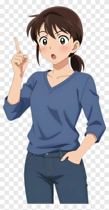 Anime Character Gesturing With A Raised Finger PNG
