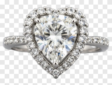 Heart-Shaped Diamond Engagement Ring PNG