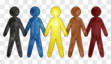 Colorful Paper Cutout People Holding Hands PNG