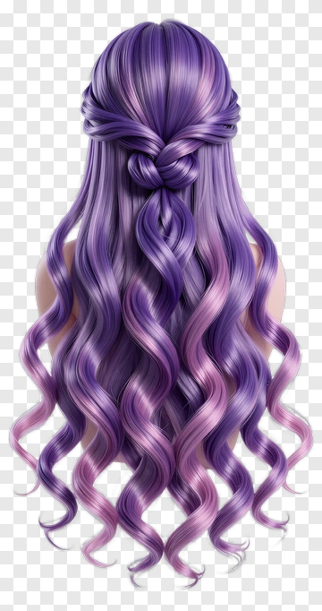 Long Purple Hair With Pink Highlights PNG