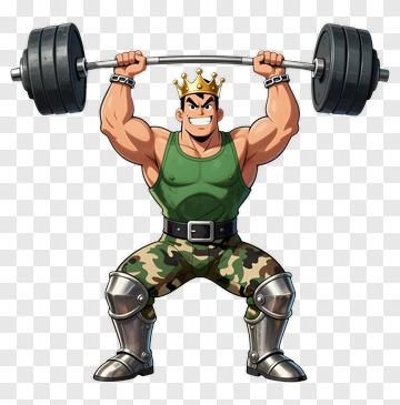 Cartoon Weightlifter With A Crown PNG