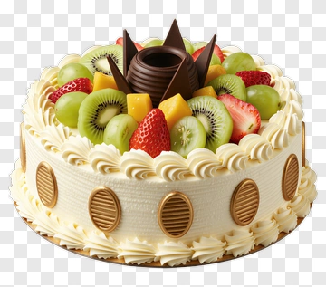Fruit Cake With Chocolate Decoration PNG