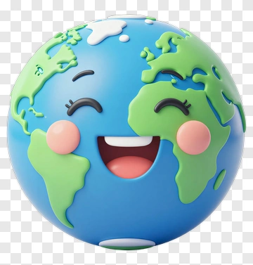 Cartoon Earth Globe With Smile PNG