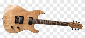 Electric Guitar With Natural Wood Finish PNG