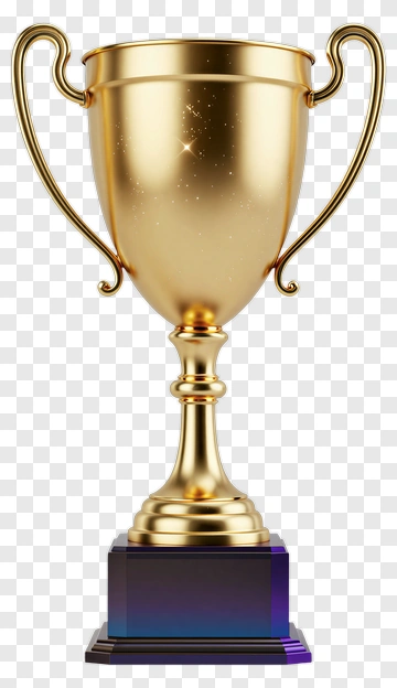 Golden Trophy With Blue Base PNG