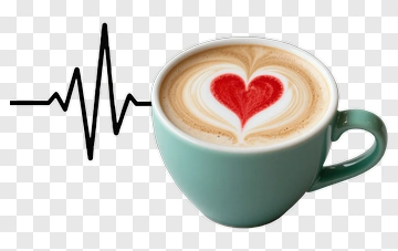 Coffee Cup With Heart Latte Art And Heartbeat Line PNG
