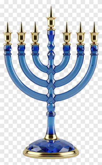 Blue Menorah With Golden Accents PNG