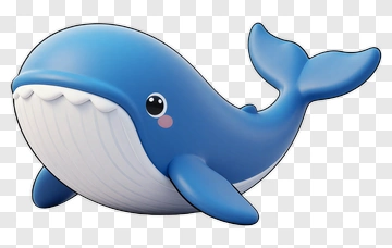Cartoon Blue Whale PNG