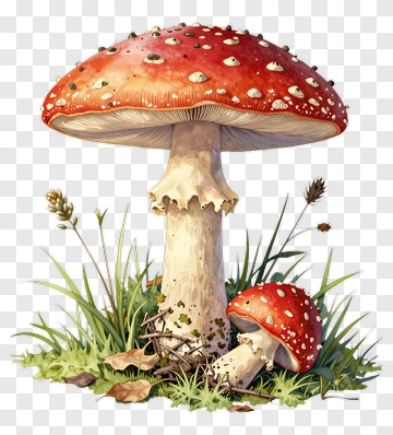 Red Mushroom In A Natural Setting PNG
