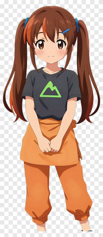 Cartoon Girl Standing With Hands Clasped PNG