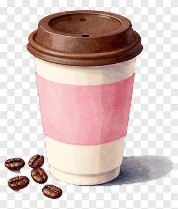 Coffee Cup With Coffee Beans PNG