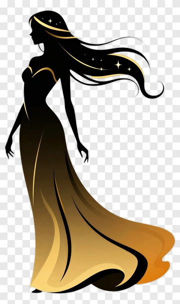 Elegant Silhouette Of A Woman In A Flowing Dress PNG