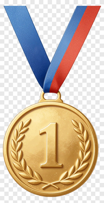 Gold Medal With Number One PNG