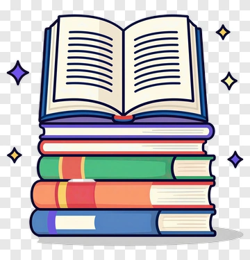 Colorful Book Stack With Open Book PNG