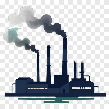 Industrial Factory With Smoke Stacks PNG
