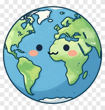 Cartoon Earth With Cute Face PNG
