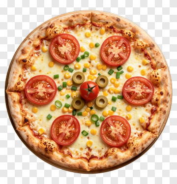 Pizza With Tomatoes And Olives PNG