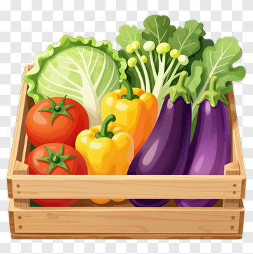 Colorful Vegetable Basket PNG
