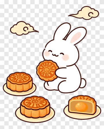 Cute Rabbit Holding A Mooncake PNG
