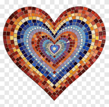 Colorful Mosaic Heart PNG