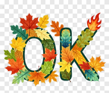 Ok Made Of Colorful Autumn Leaves PNG