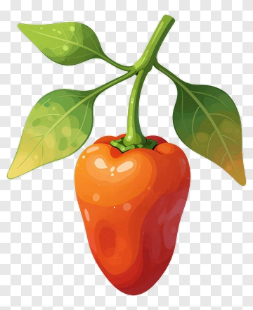 Cartoon Red Pepper With Leaves PNG