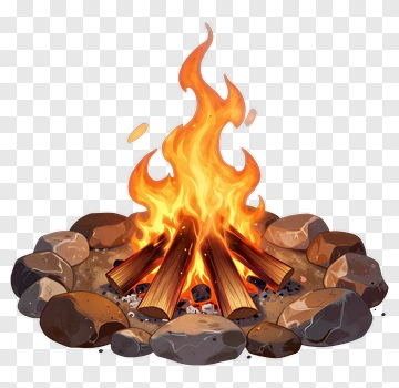 Campfire With Flames And Stones PNG