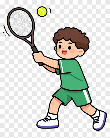 Cartoon Boy Playing Tennis PNG