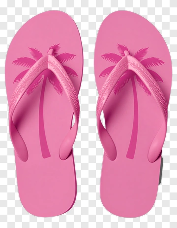 Pink Flip Flops With Palm Tree Design PNG